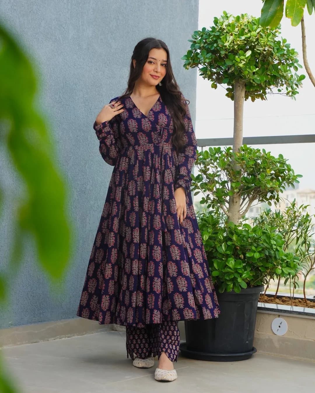 Rayon Digital Printed Anghrakha Kurti with Bottom