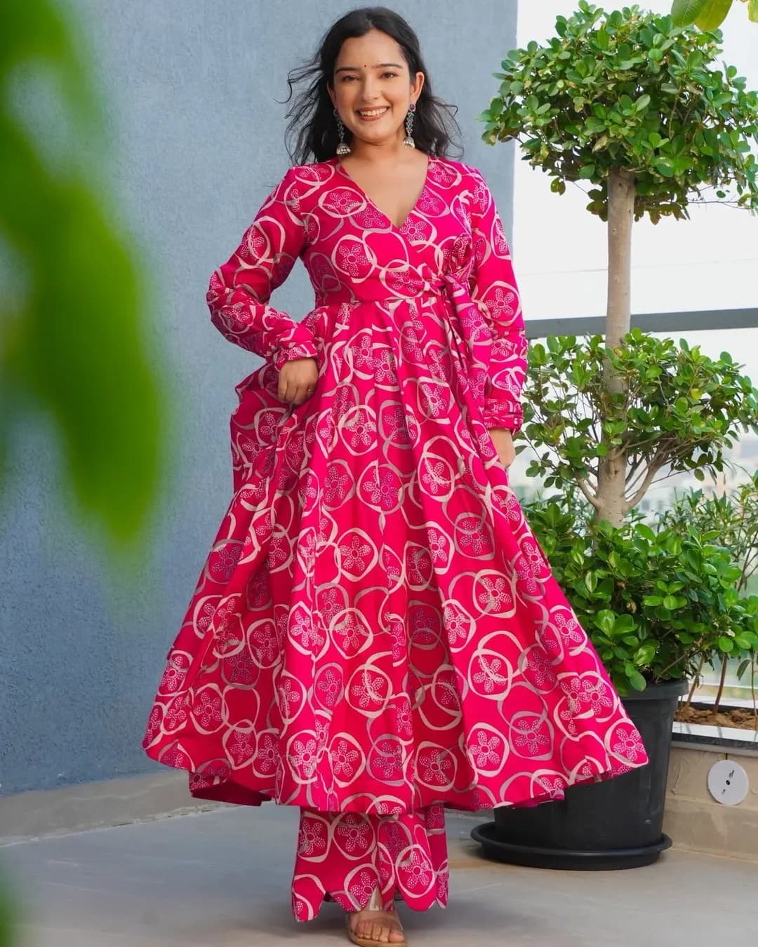 Rayon Digital Printed Anghrakha Kurti with Bottom (2 PCS)