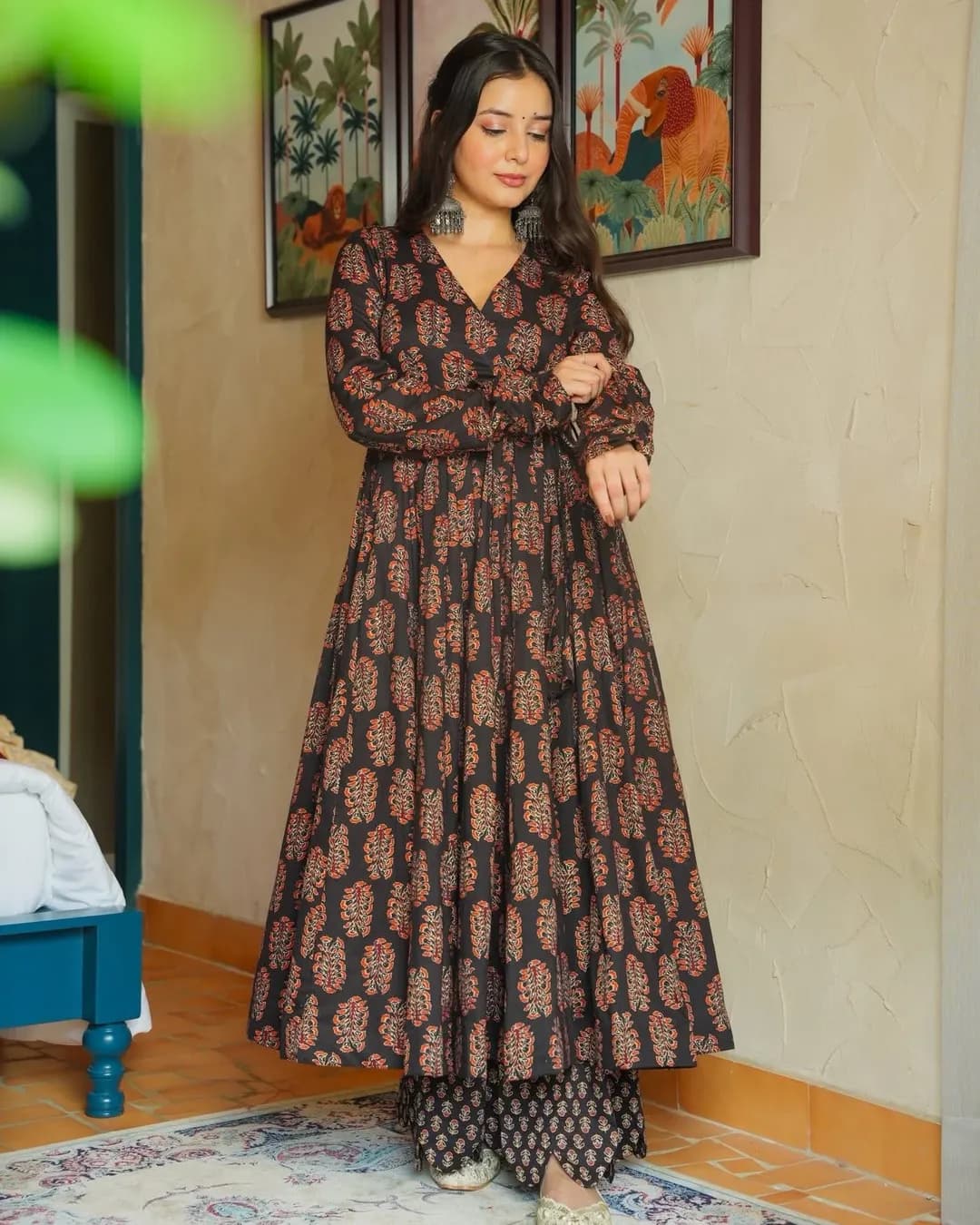 Rayon Digital Printed Anghrakha Kurti with Bottom