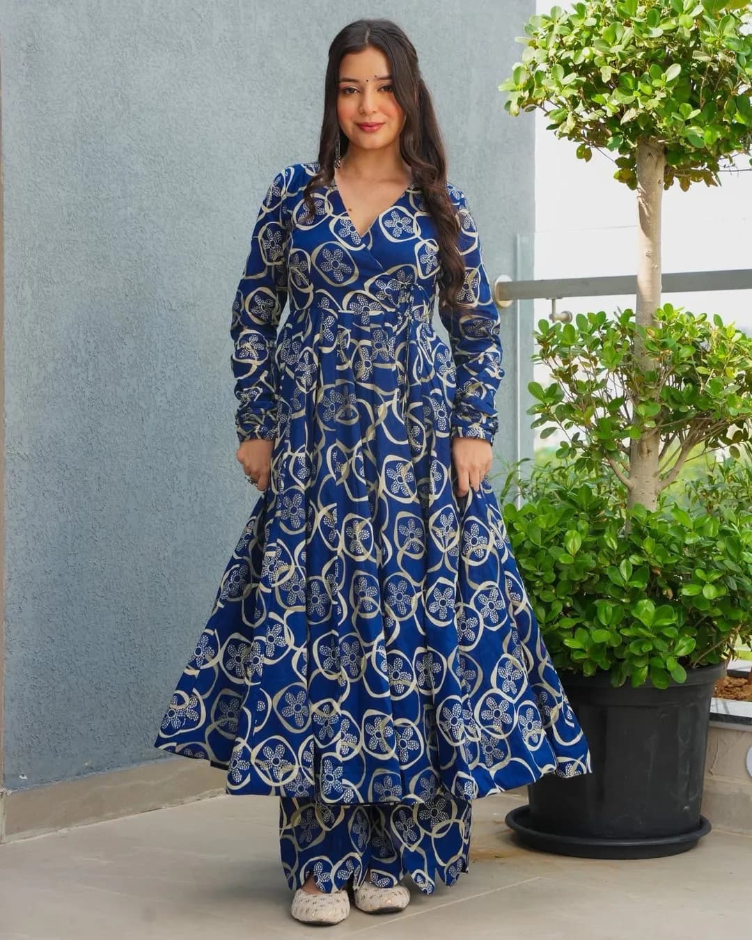 Rayon Digital Printed Anghrakha Kurti with Bottom