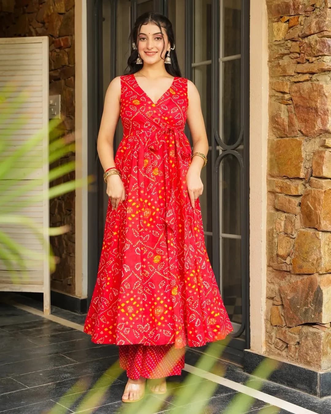 Heavy Rayon Digital Printed Anghrakha Kurti with Bottom