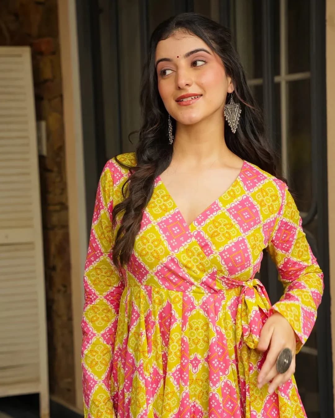 Heavy Rayon Digital Printed Anghrakha Kurti with Bottom alternate view