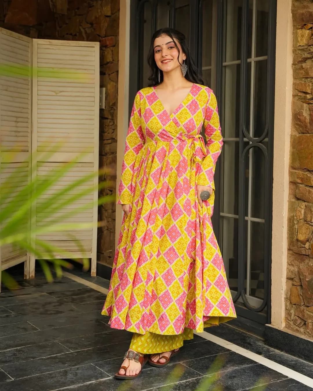 Heavy Rayon Digital Printed Anghrakha Kurti with Bottom