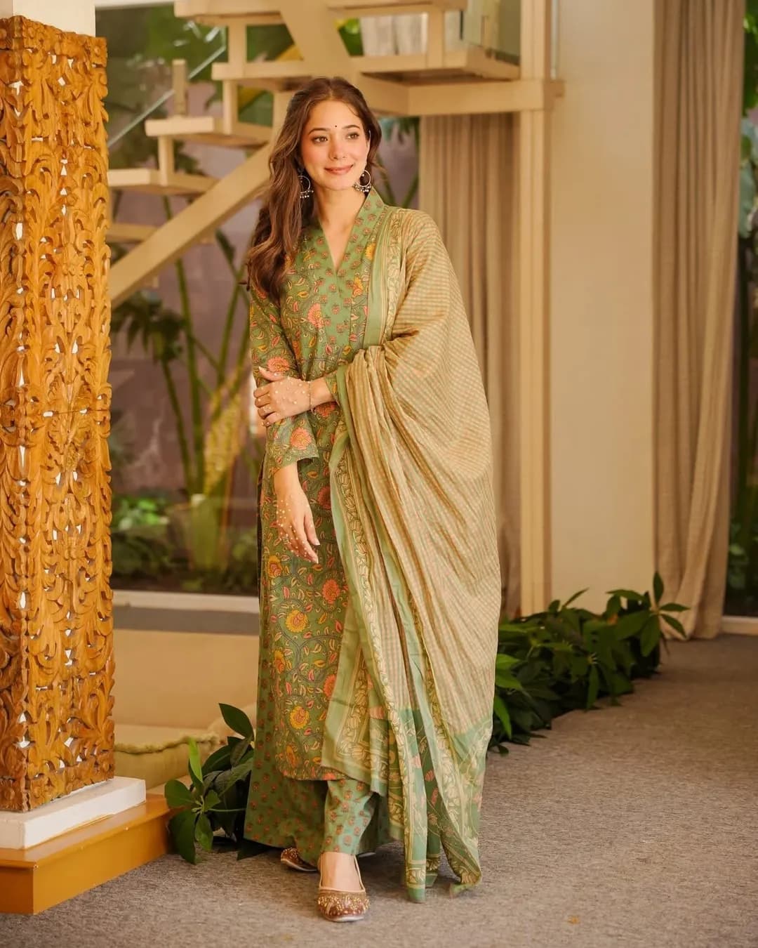 Cambric Cotton Straight Printed Kurti Set with Bottom & Dupatta