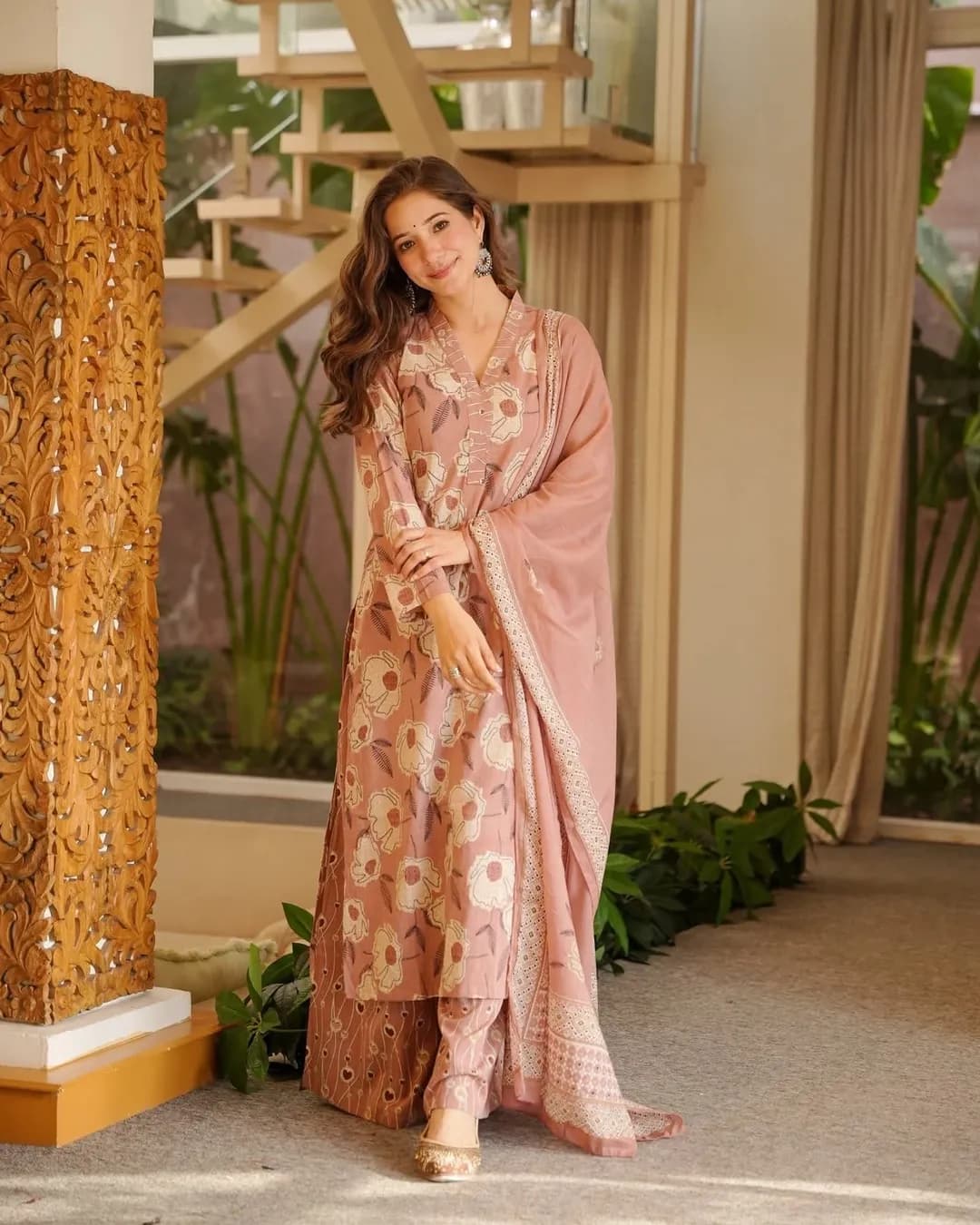 Cambric Cotton Straight Printed Kurti Set with Bottom & Dupatta