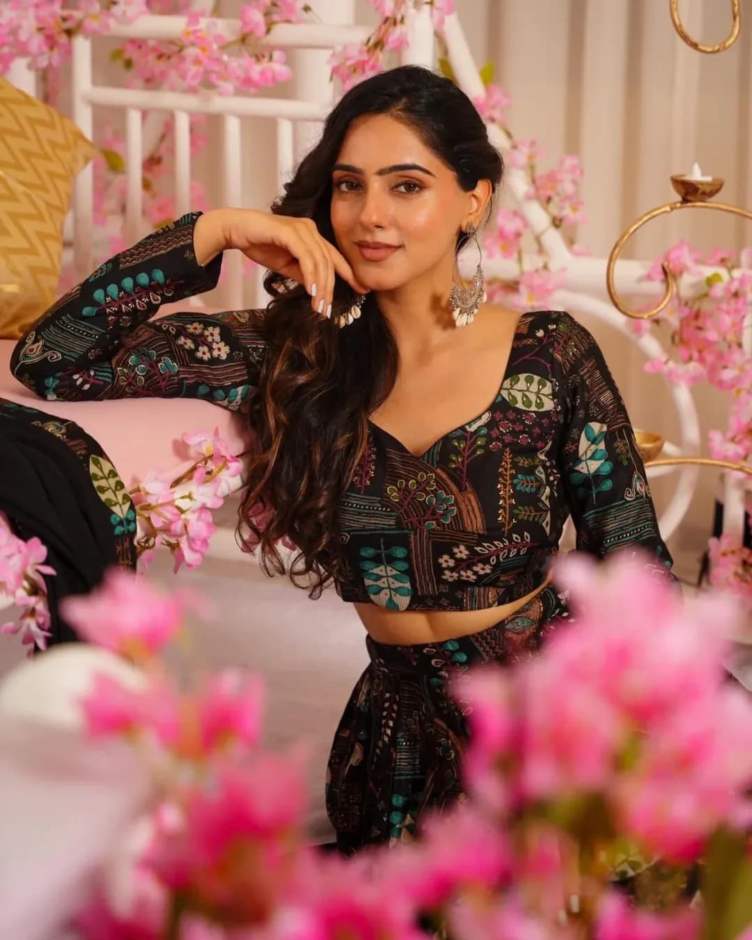 Heavy Airtex Chinon Digital Printed Tier Lehenga Set alternate view