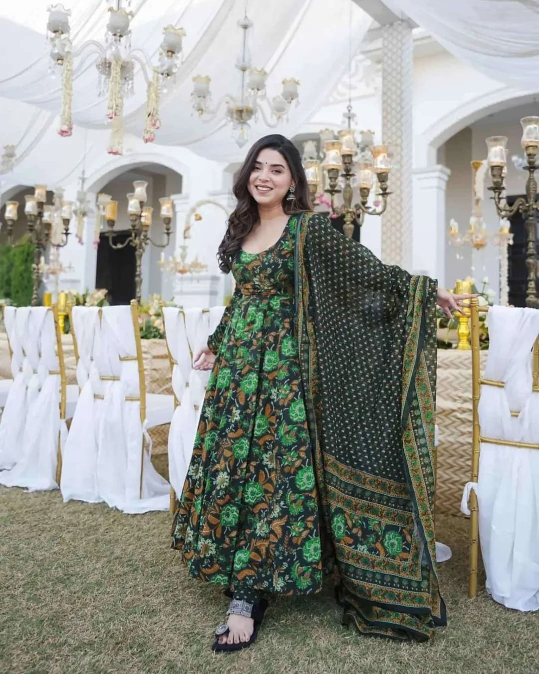Pure Muslin Digital Printed Kurti Set with Bottom & Dupatta alternate view