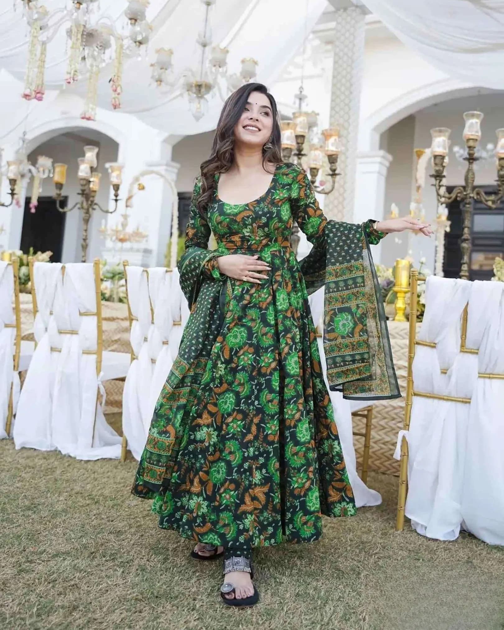 Pure Muslin Digital Printed Kurti Set with Bottom & Dupatta