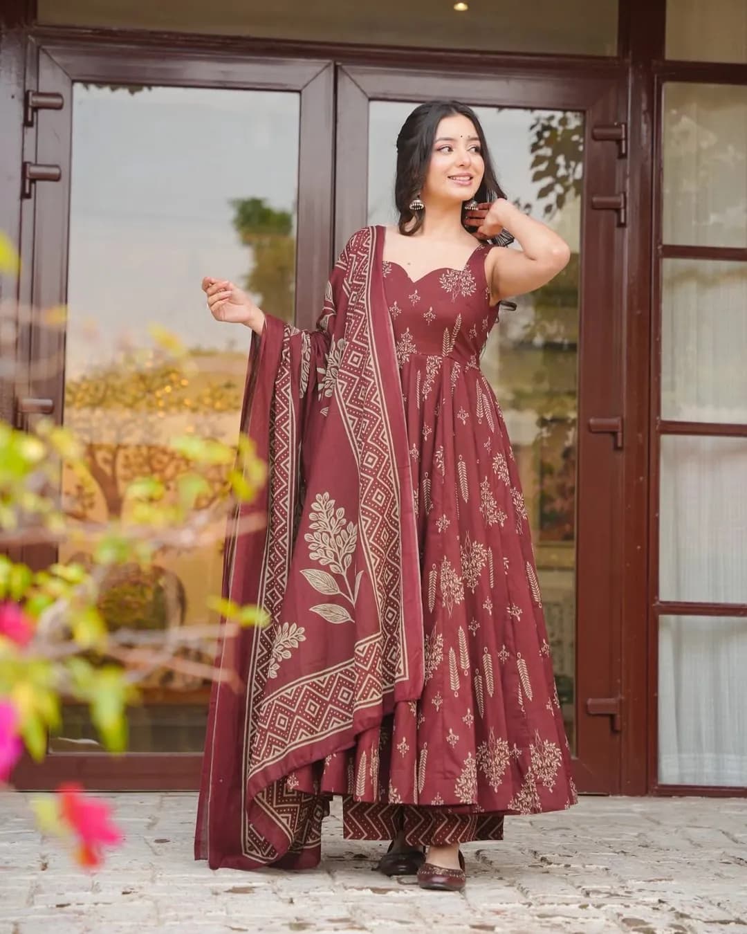 Muslin Digital Printed Kurti Set with Bottom & Dupatta
