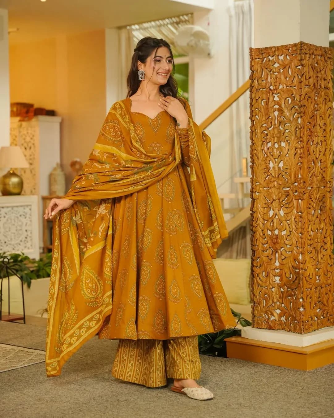 Muslin Digital Printed Kurti Set with Bottom & Dupatta