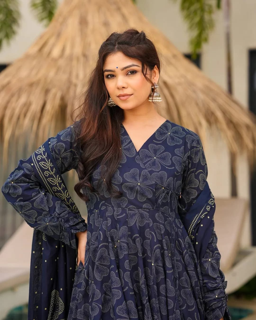 Muslin Digital Printed Kurti Set with Bottom & Dupatta alternate view