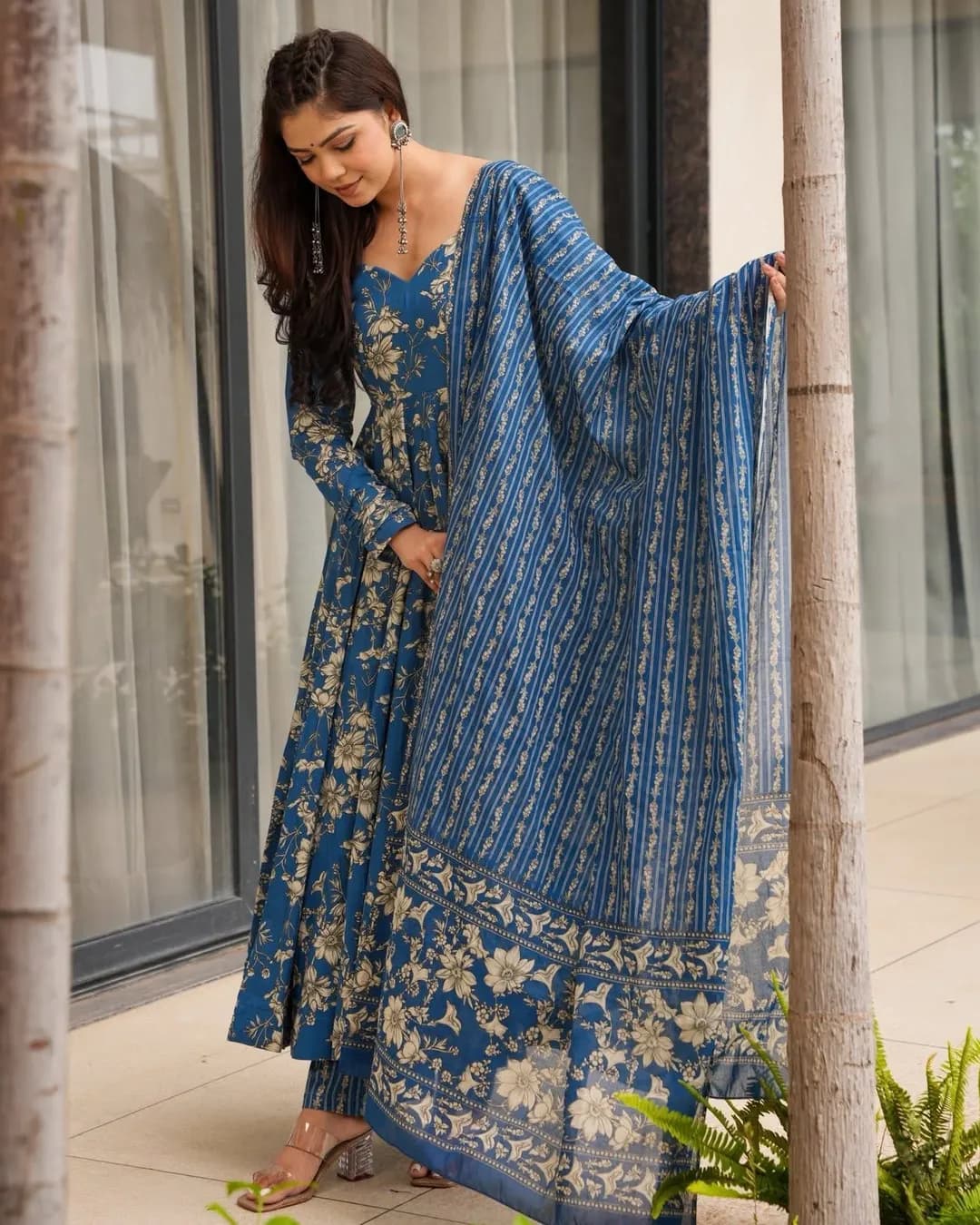 Muslin Digital Printed Kurti Set with Bottom & Dupatta (3 PCS)