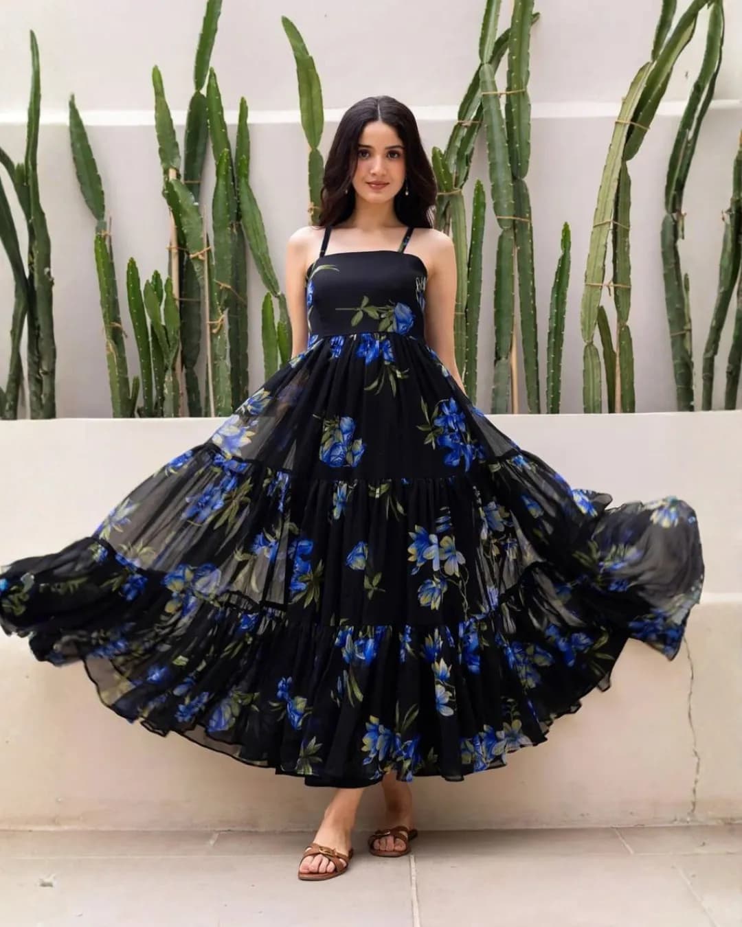 Heavy Faux Georgette Digital Printed Fully Flared Anarkali Gown alternate view
