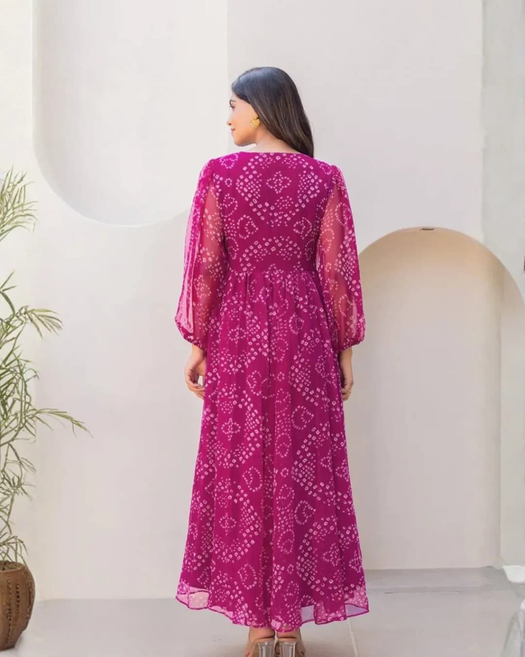 Heavy Faux Georgette Covered Neck Fully Flared Anarkali Gown alternate view