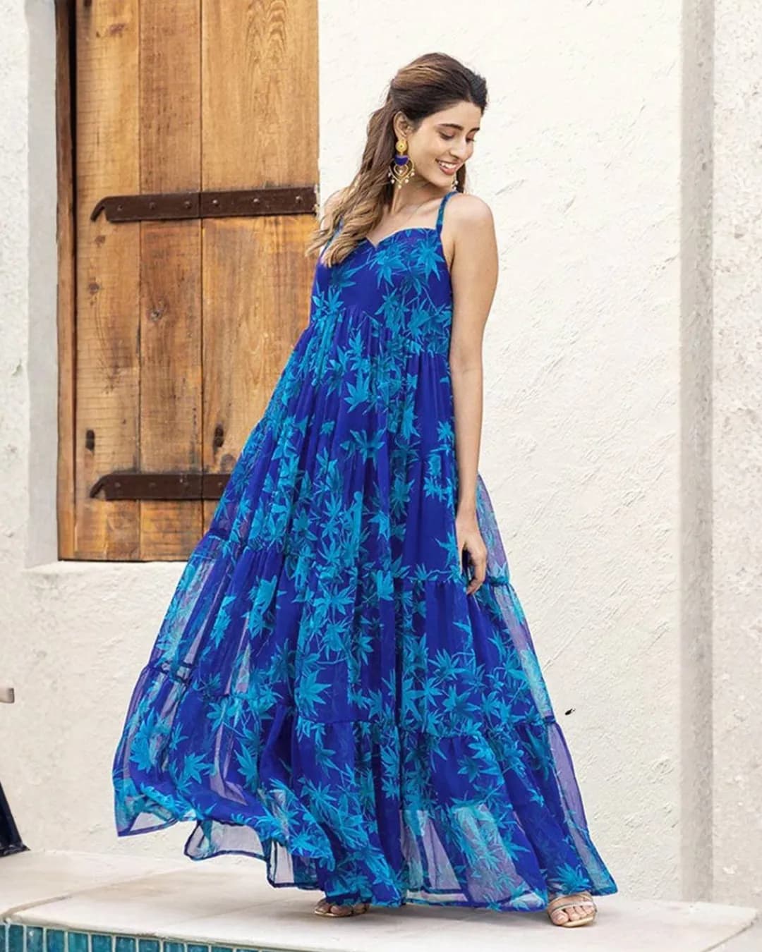 Heavy Faux Georgette Fully Flared Digital Printed Anarkali Gown