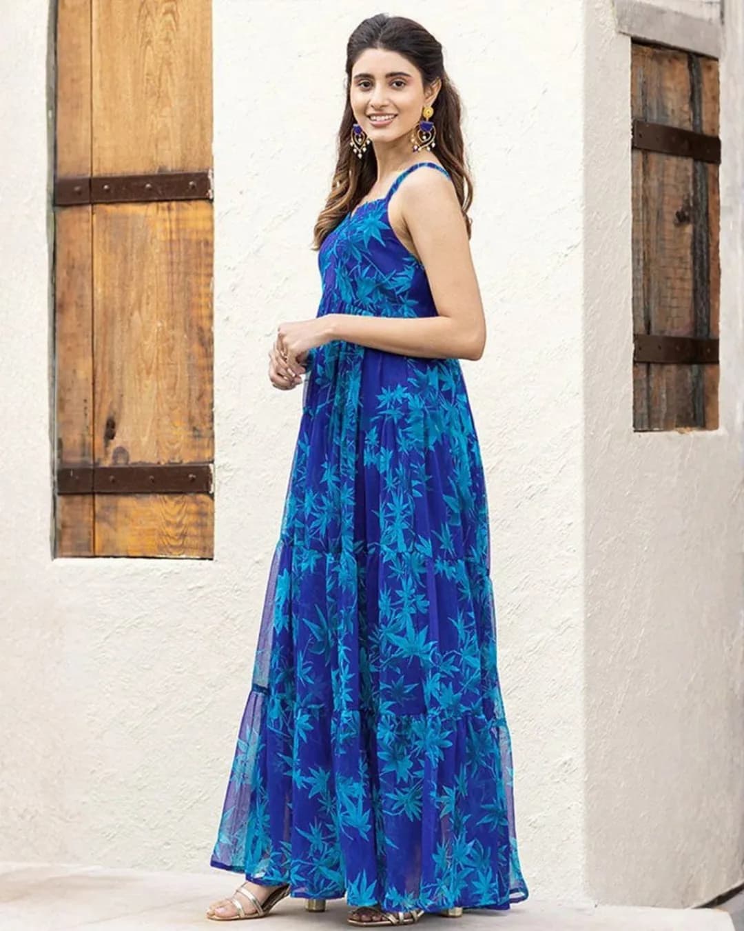 Heavy Faux Georgette Fully Flared Digital Printed Anarkali Gown alternate view