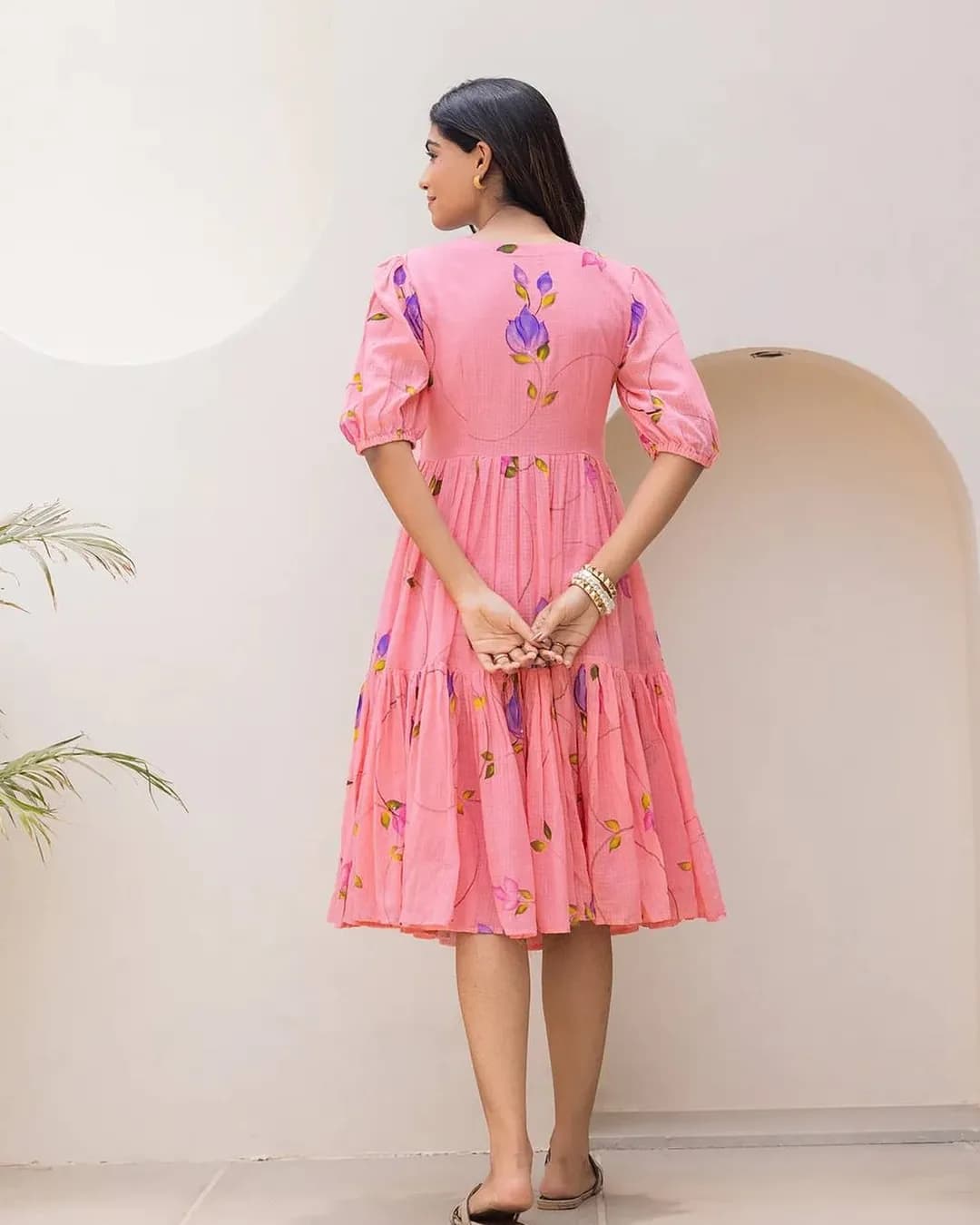 Heavy Kota Checks Digital Printed Long Gown Dress alternate view