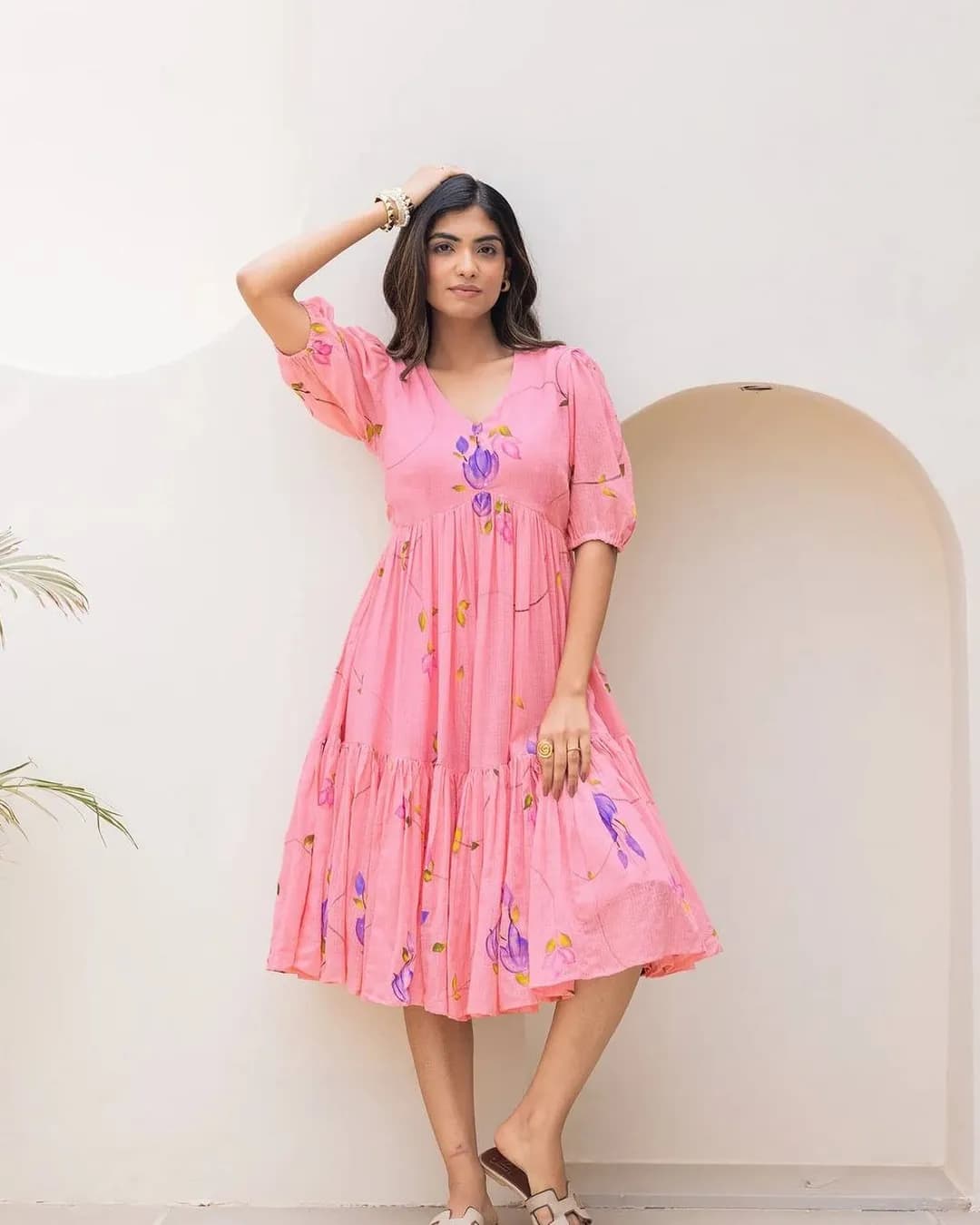 Heavy Kota Checks Digital Printed Long Gown Dress