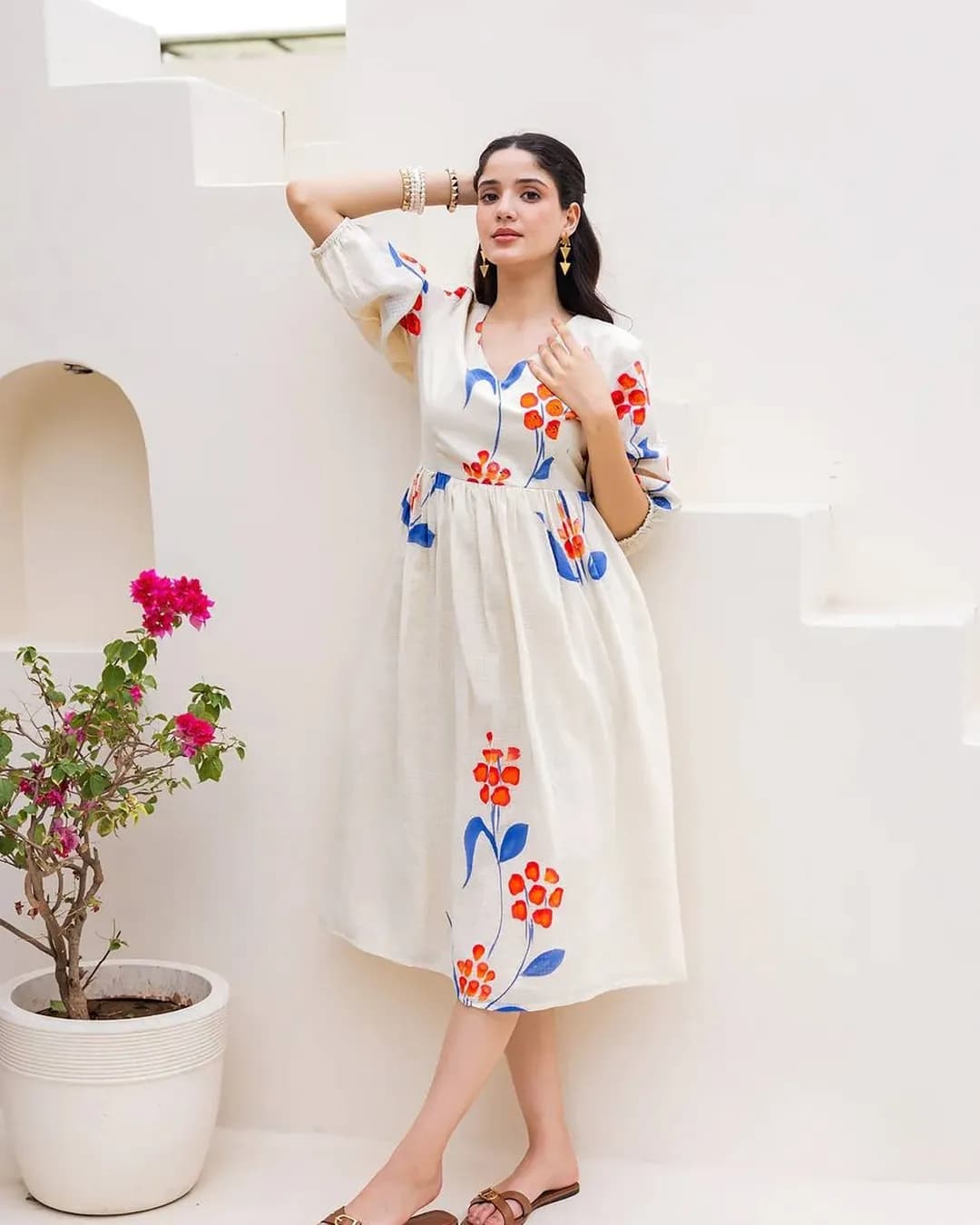 Heavy Kota Checks Digital Printed Long Gown Dress