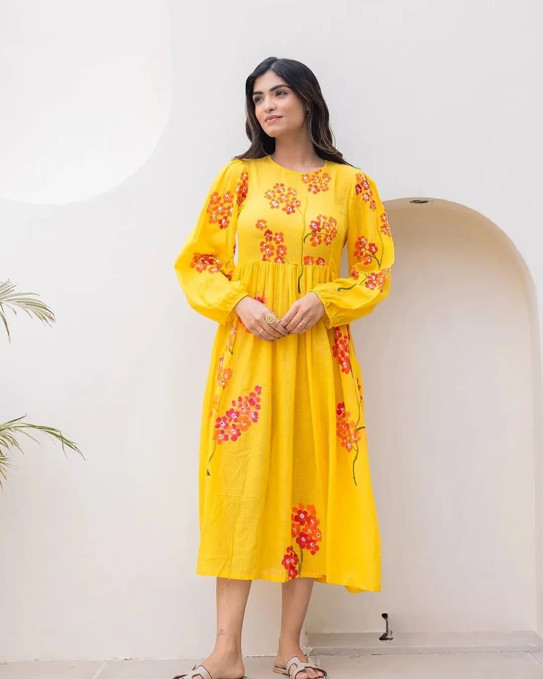 Heavy Kota Checks Digital Printed Long Gown Dress
