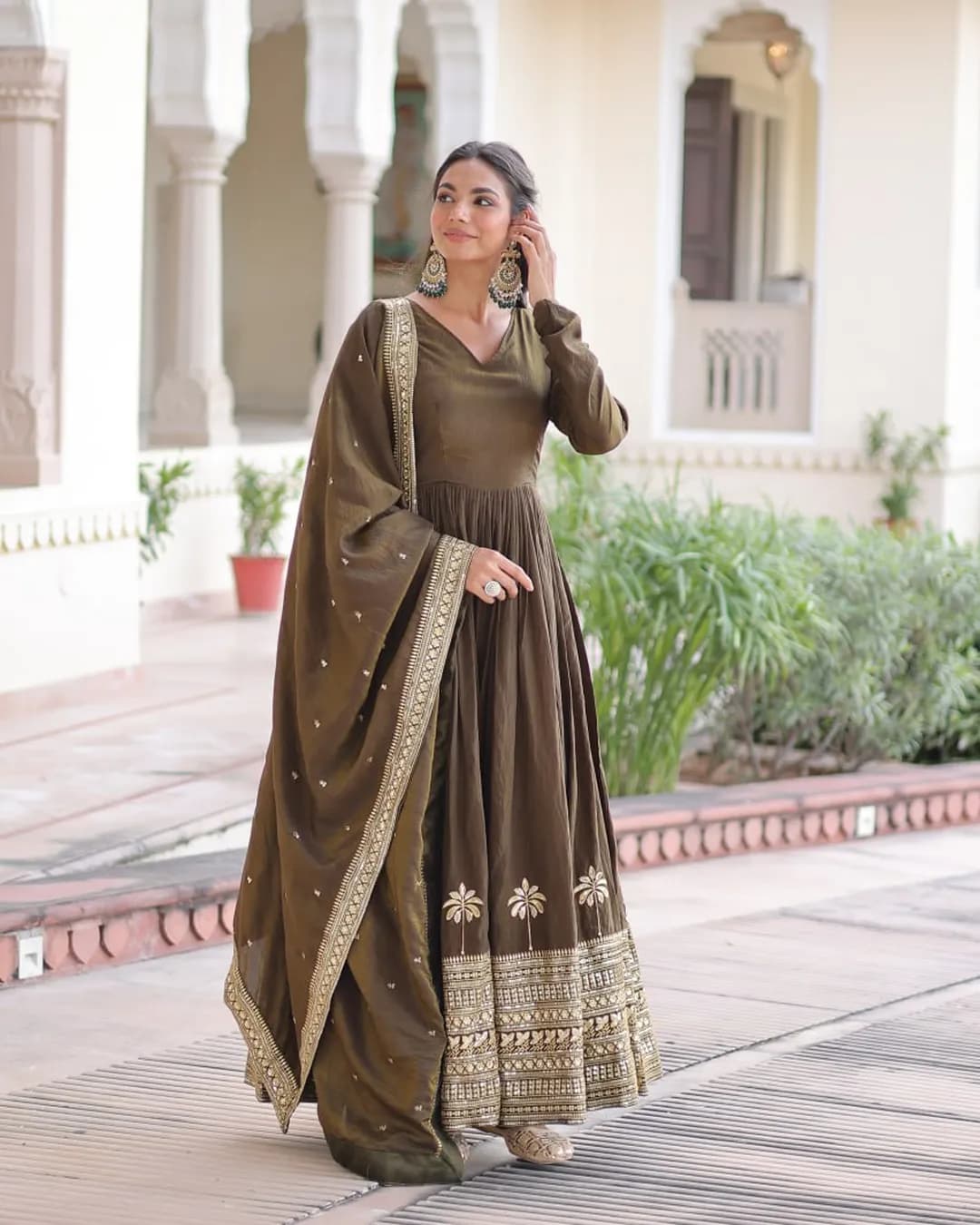 Vichitra Silk Sequins Embroidered Gown with Dupatta Collection 2026 alternate view
