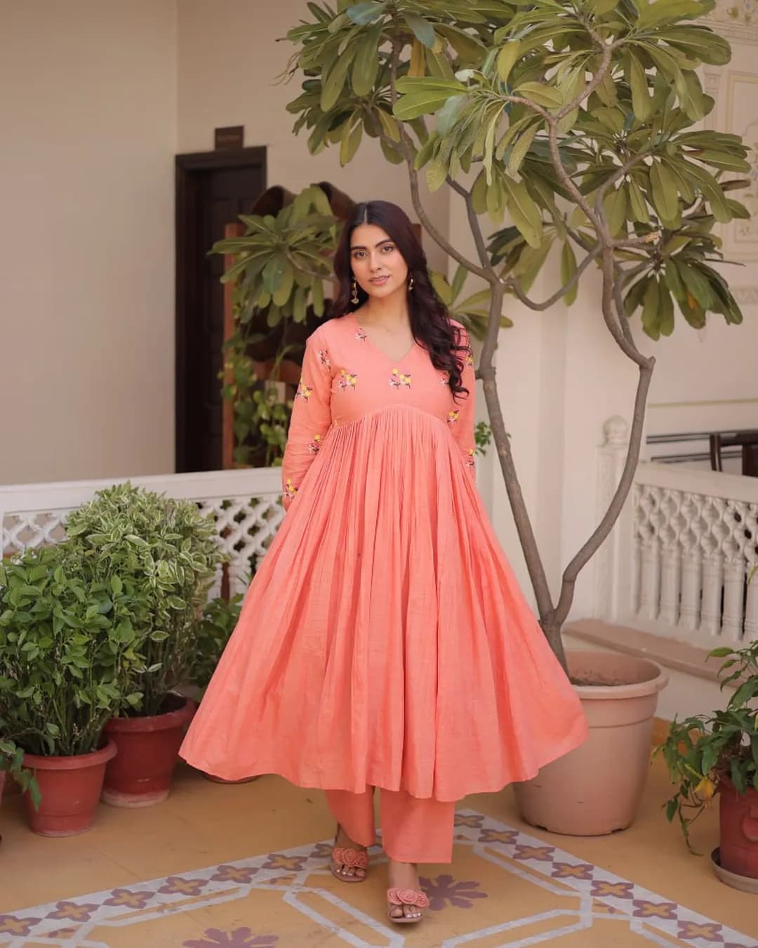 Premium Cotton Embroidered Kurti Pant Set alternate view