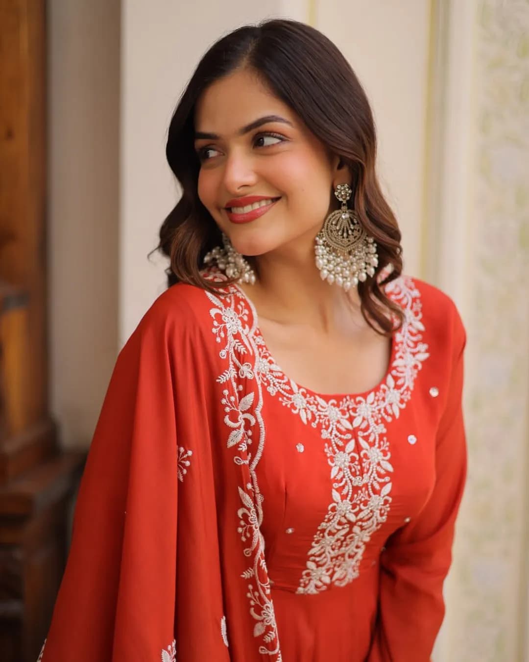 Mal Chanderi Beads Embroidered Gown with Dupatta alternate view