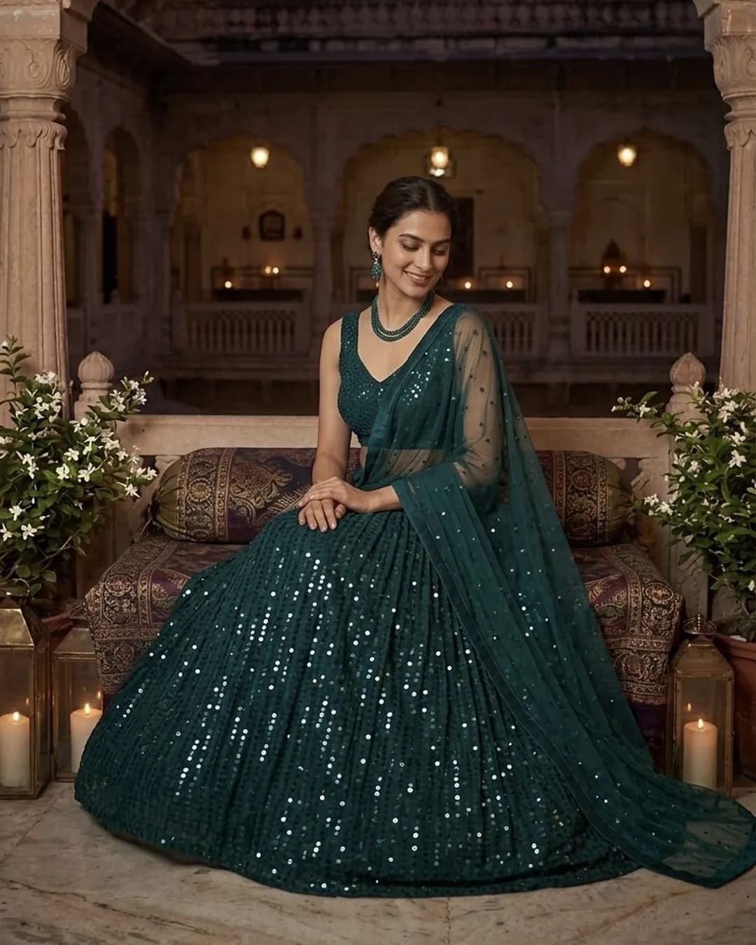 Georgette Heavy Sequins Lehenga Set with Organza Dupatta alternate view