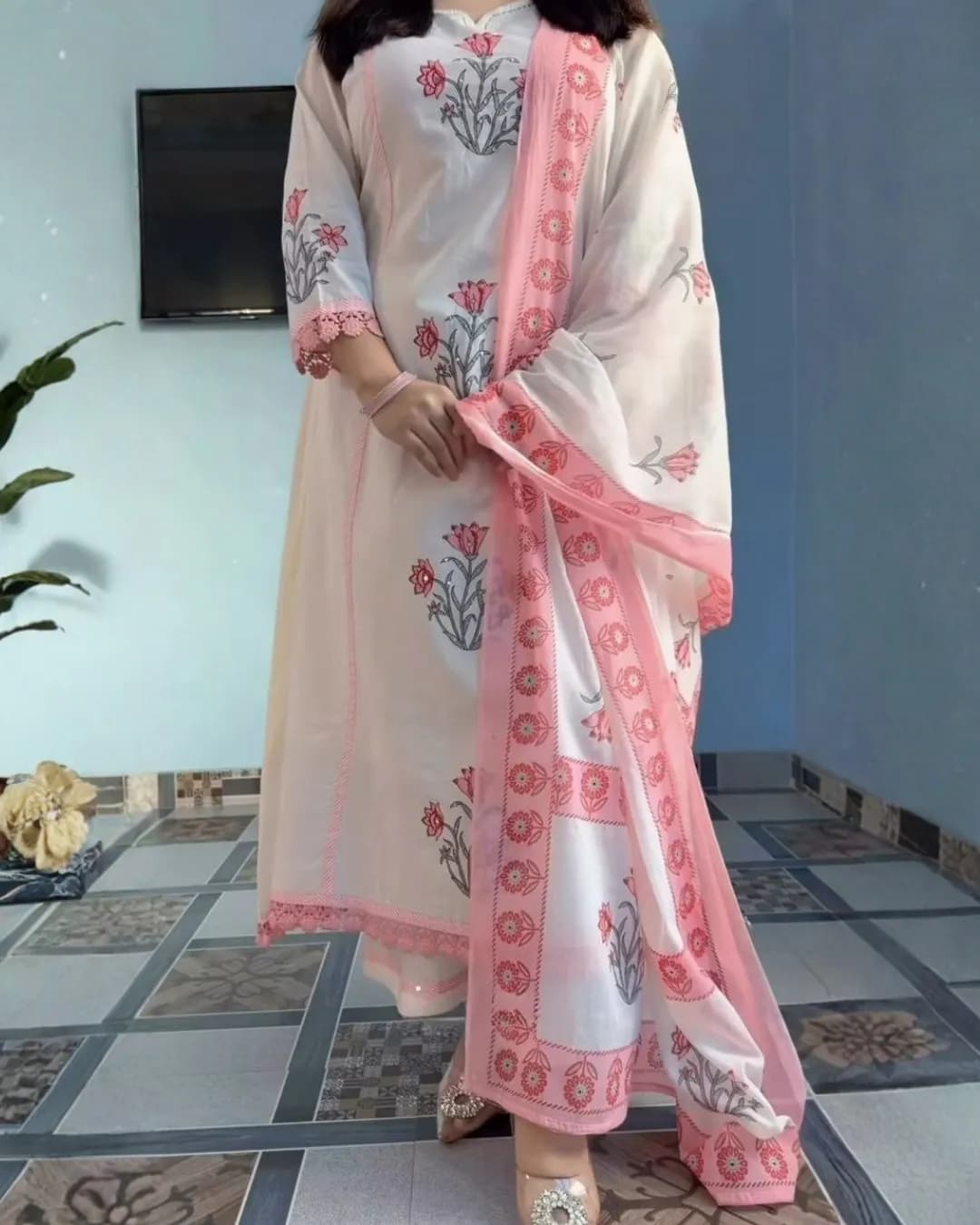 Summer Special Jaipuri Taj Cotton Hand Block Print Ghera Set with Plazo alternate view