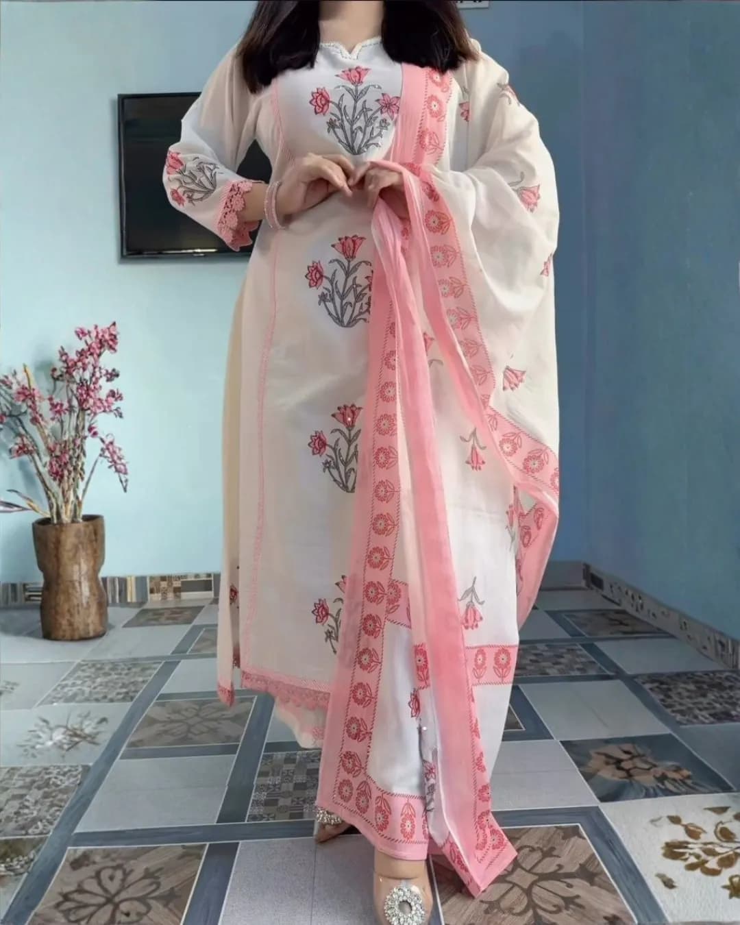 Summer Special Jaipuri Taj Cotton Hand Block Print Ghera Set with Plazo