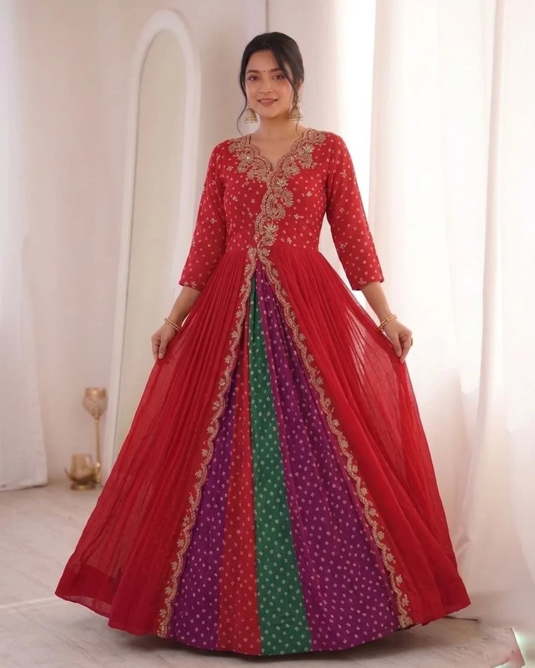 Designer Faux Georgette Embellished Anarkali Gown