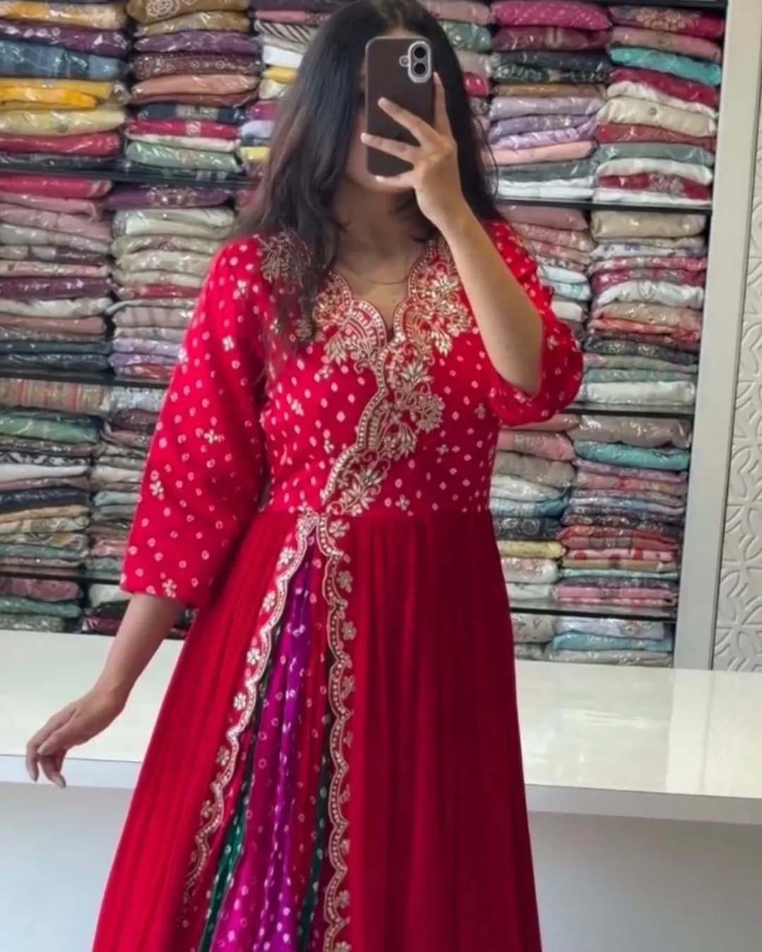 Designer Faux Georgette Embellished Anarkali Gown alternate view