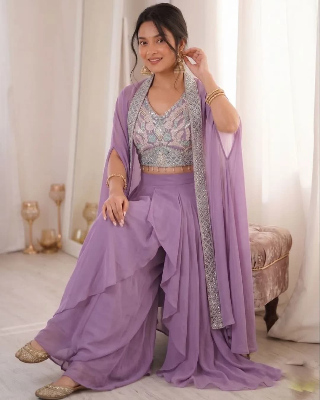 Trending Party Wear Shrug with Sharara Set alternate view