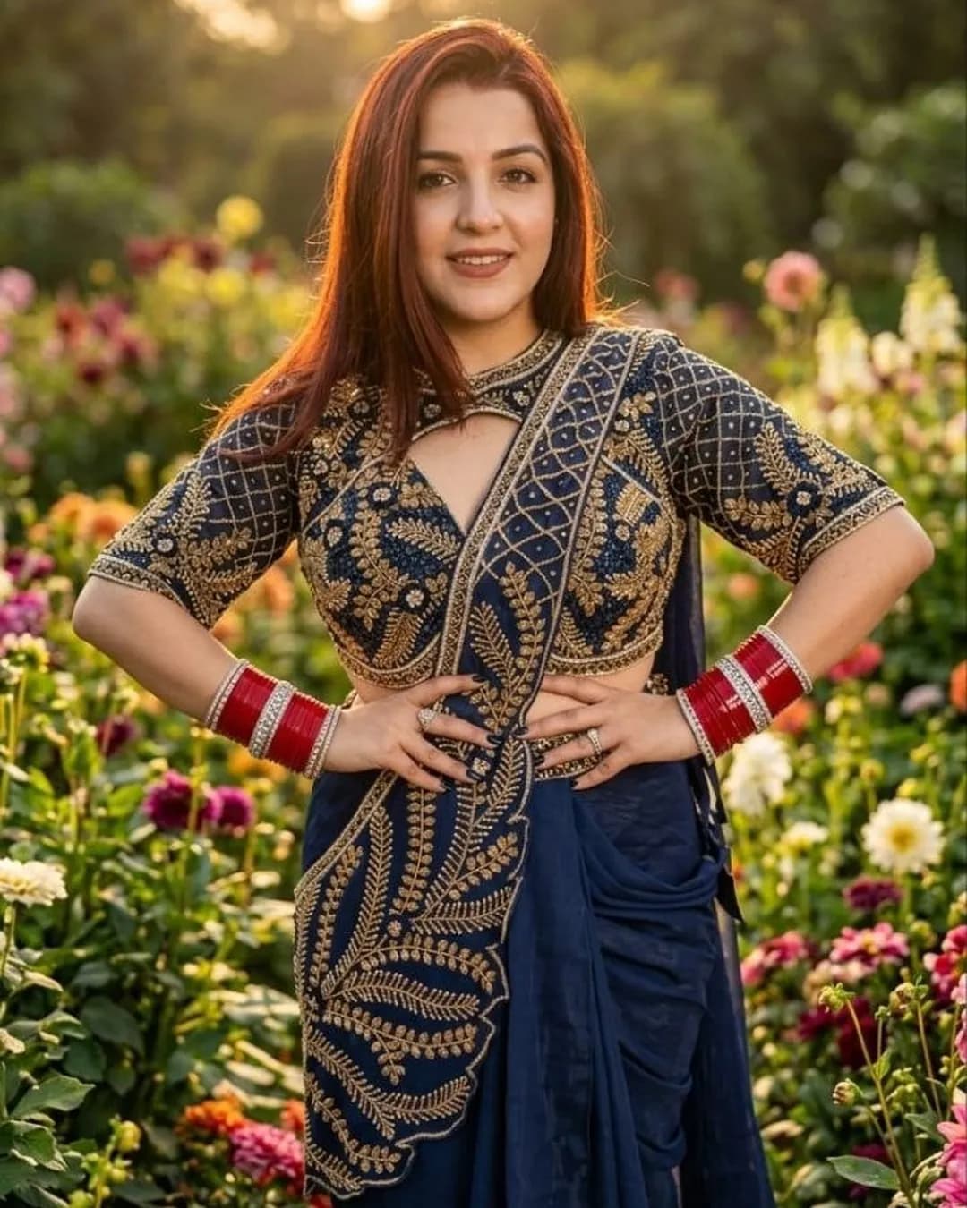 Elegant Indo-Western Dhoti Drape Saree with Embroidered Blouse alternate view