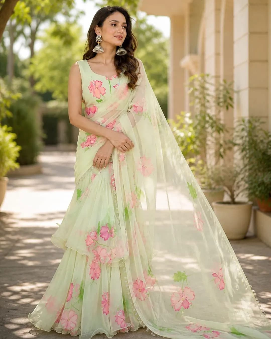 Designer Soft Georgette Lahenga Saree with Digital Print
