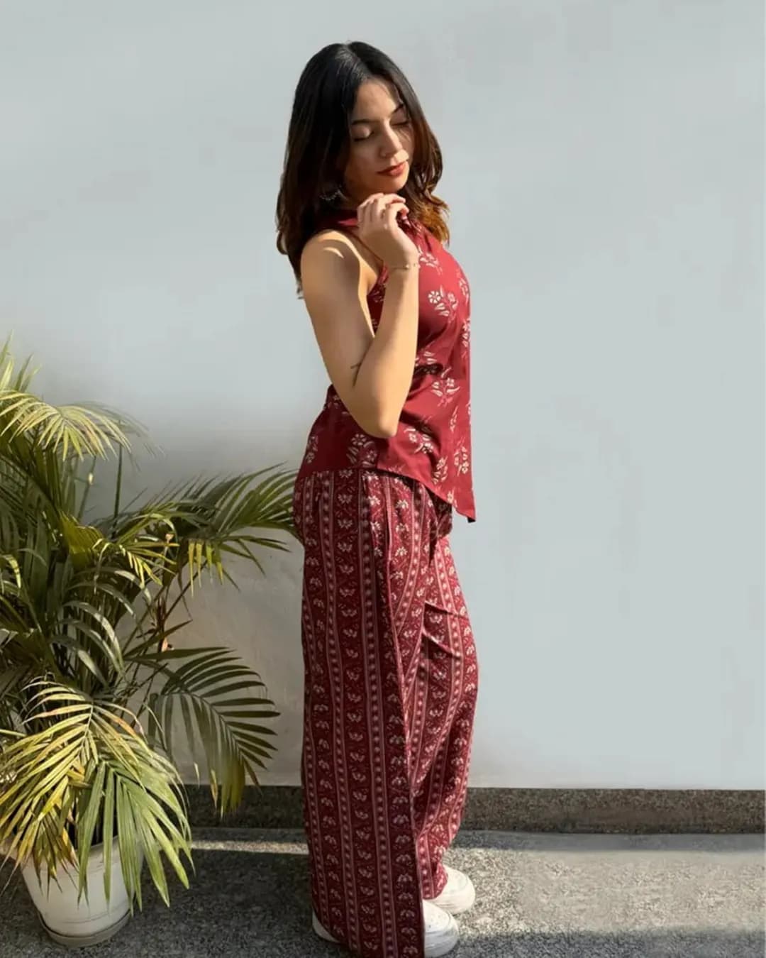 Ajrakh Print Rayon Top with Printed Pant Set alternate view