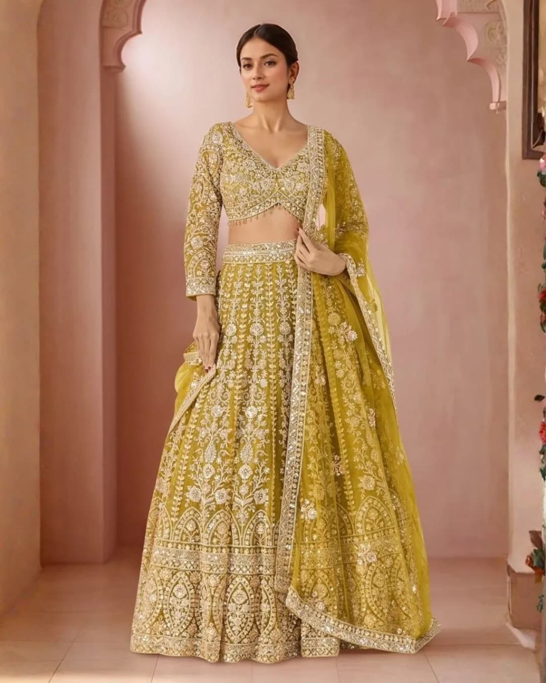 Premium Butterfly Net Embroidered Lehenga Choli with Dupatta
