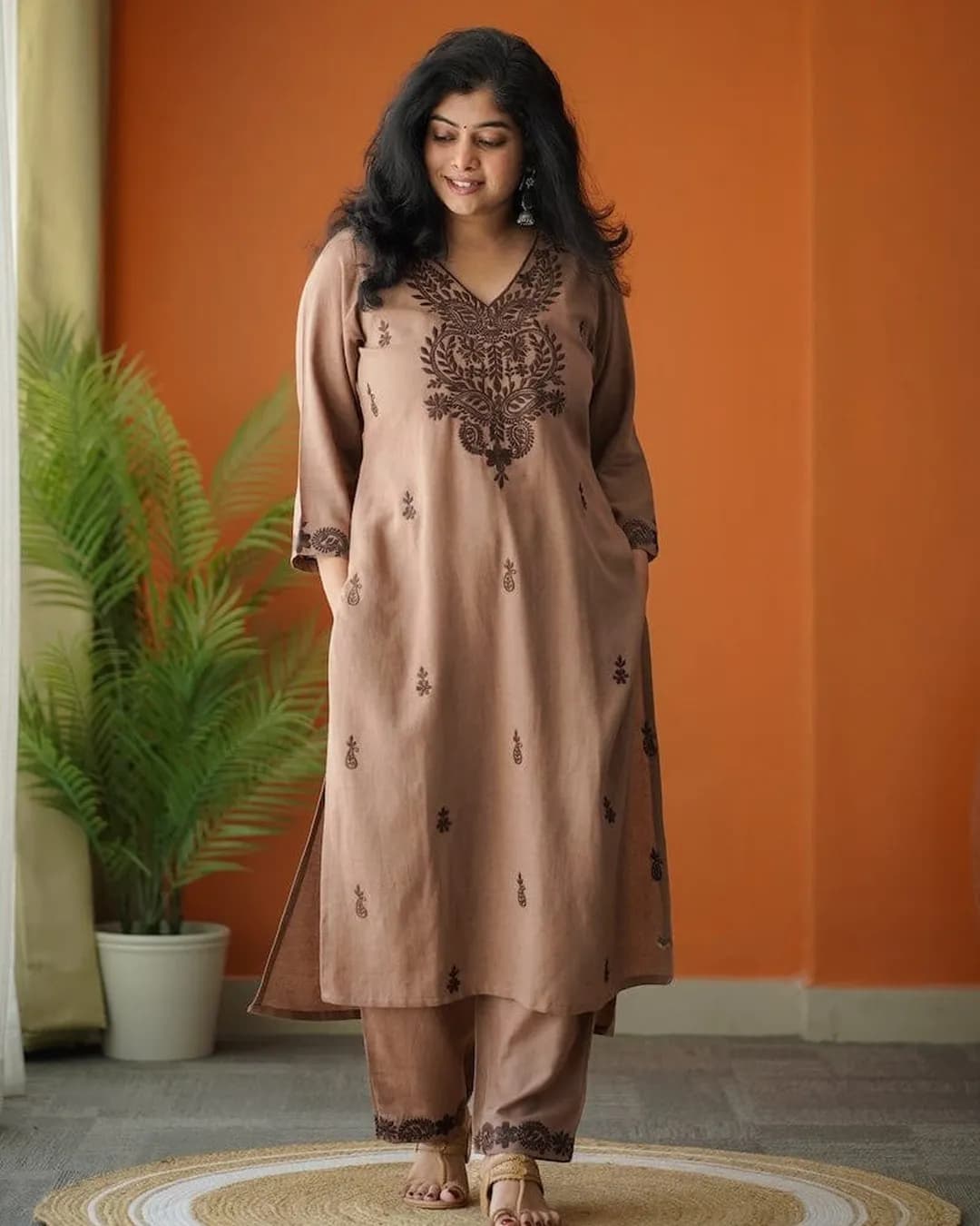 Heavy Thread Embroidered Cotton Cord Set