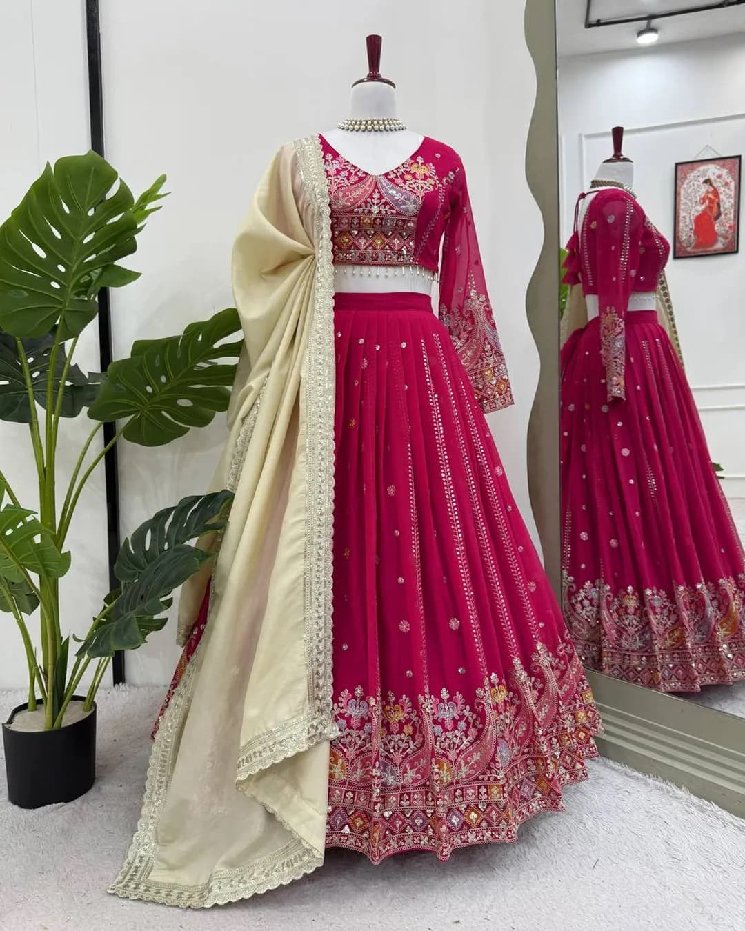 Premium Faux Georgette Embroidered Lehenga Choli with Dupatta