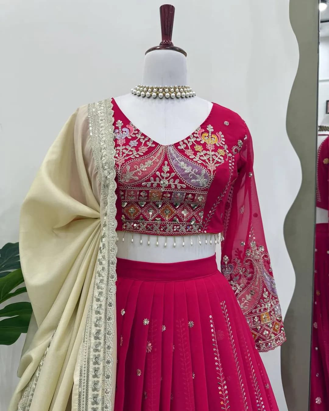 Premium Faux Georgette Embroidered Lehenga Choli with Dupatta alternate view