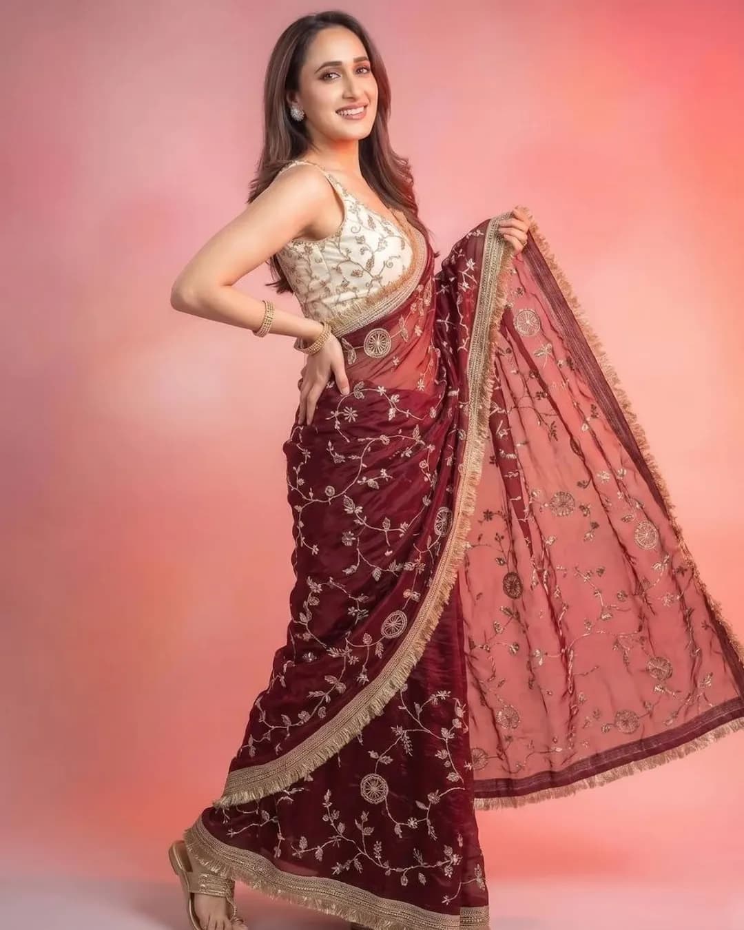 Pure Space Silk Saree with Sequins & Cutdana Handwork alternate view
