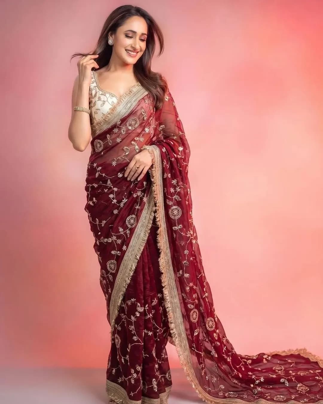 Pure Space Silk Saree with Sequins & Cutdana Handwork