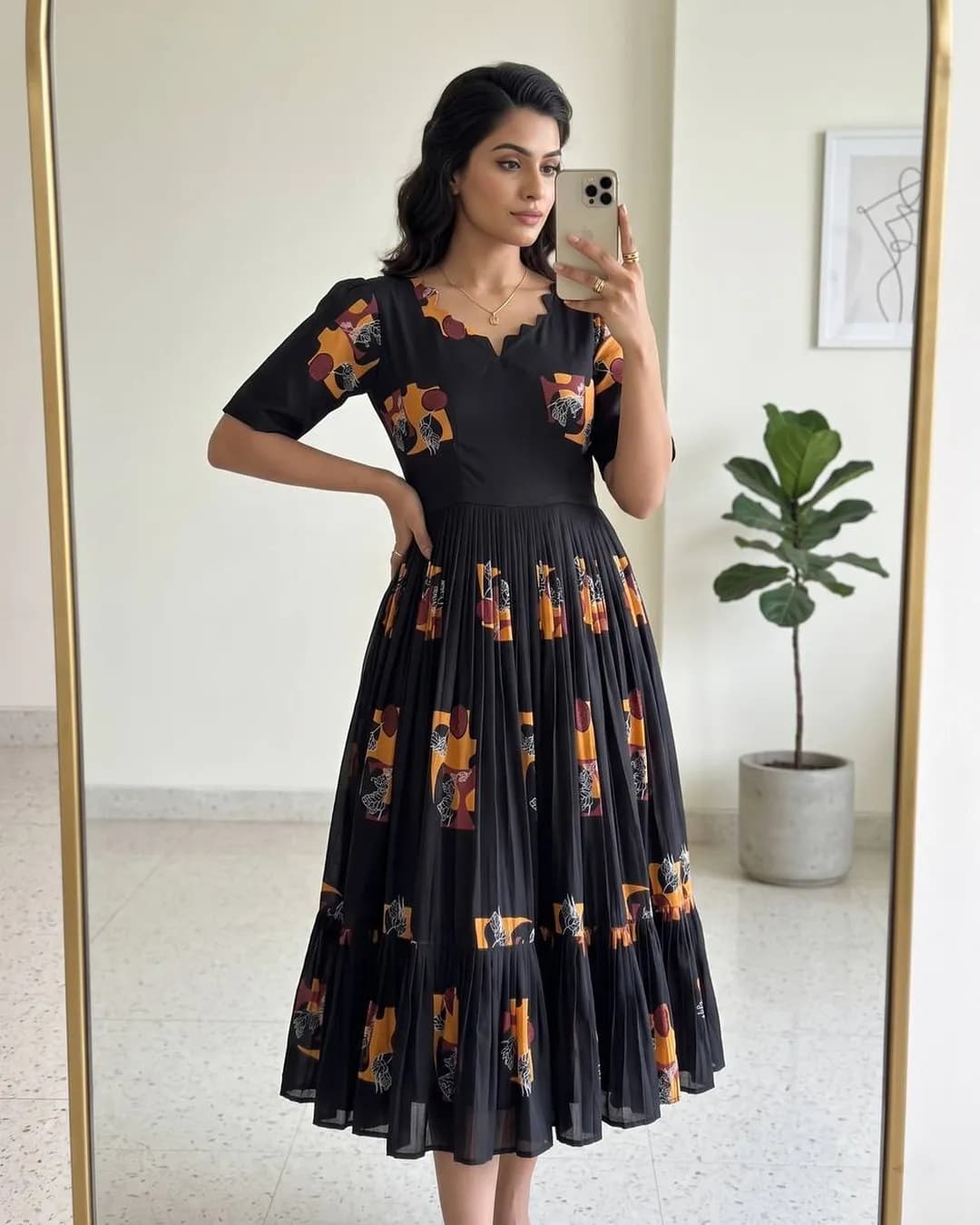 Soft Cotton Printed Midi Gown – Summer Trending Collection