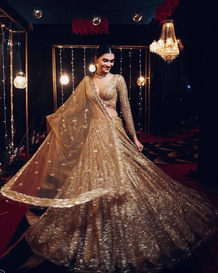 Kasturi Silk Georgette Lehenga Choli with Dori &amp; Sequins Work