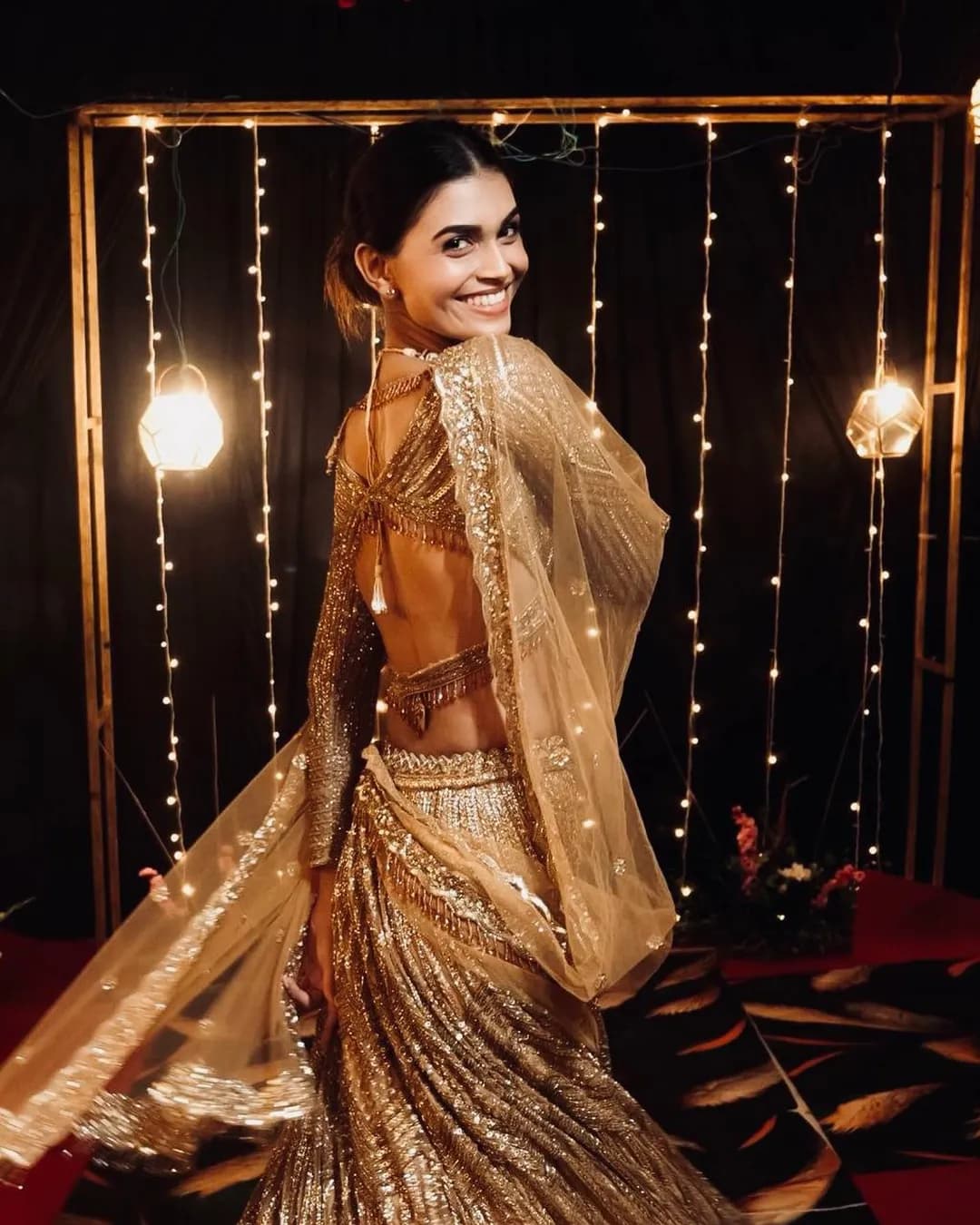 Kasturi Silk Georgette Lehenga Choli with Dori & Sequins Work alternate view