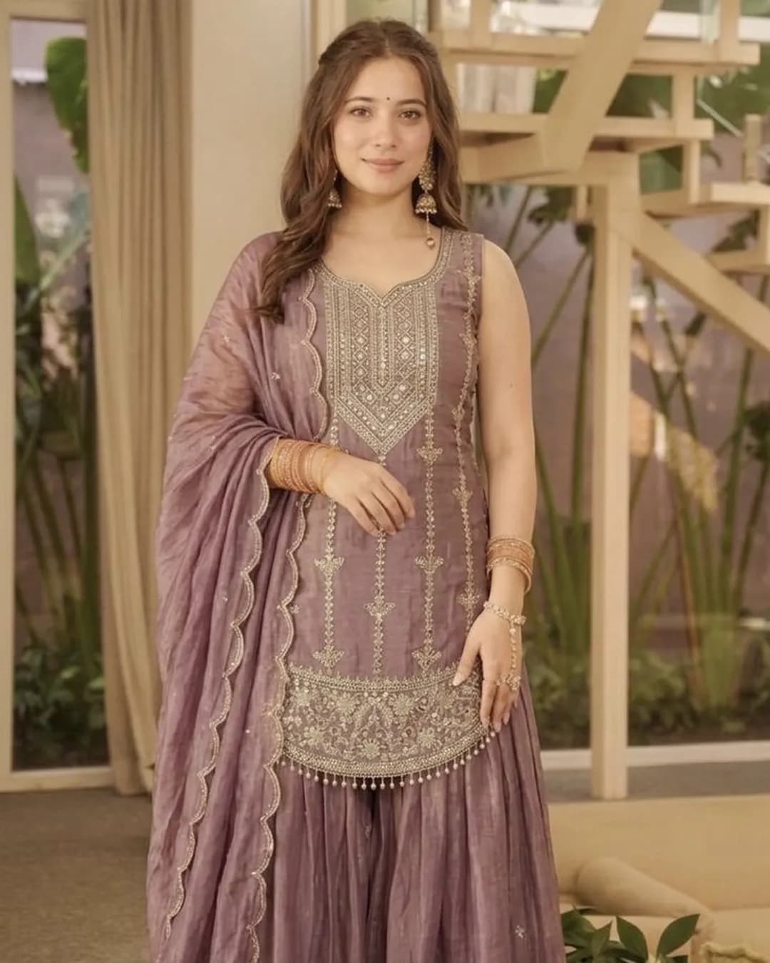 Designer Fendy Silk Embroidered Top Sharara & Dupatta Set alternate view