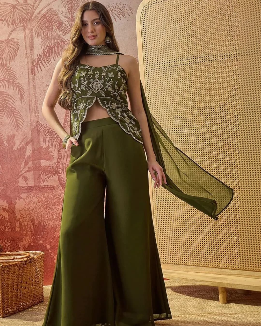 Premium Georgette Embroidered Kurta Palazzo Set with Dupatta for Women