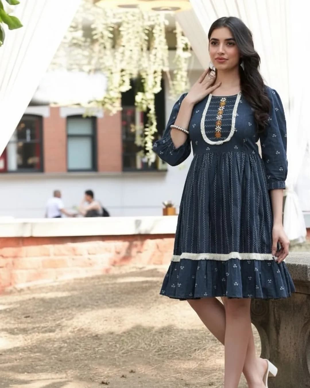 Women's Cotton Handloom One Piece Dress with Handwork alternate view