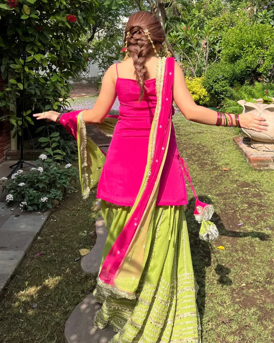 Women's Fendy Silk Sleeveless Top with Faux Georgette Lehenga & Dupatta Set alternate view