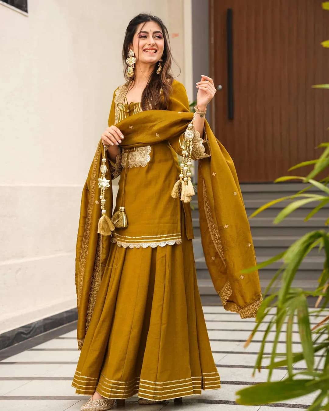 Women's Premium Soft Chinon Kurta Plazzo Set with Zari Embroidered Dupatta alternate view